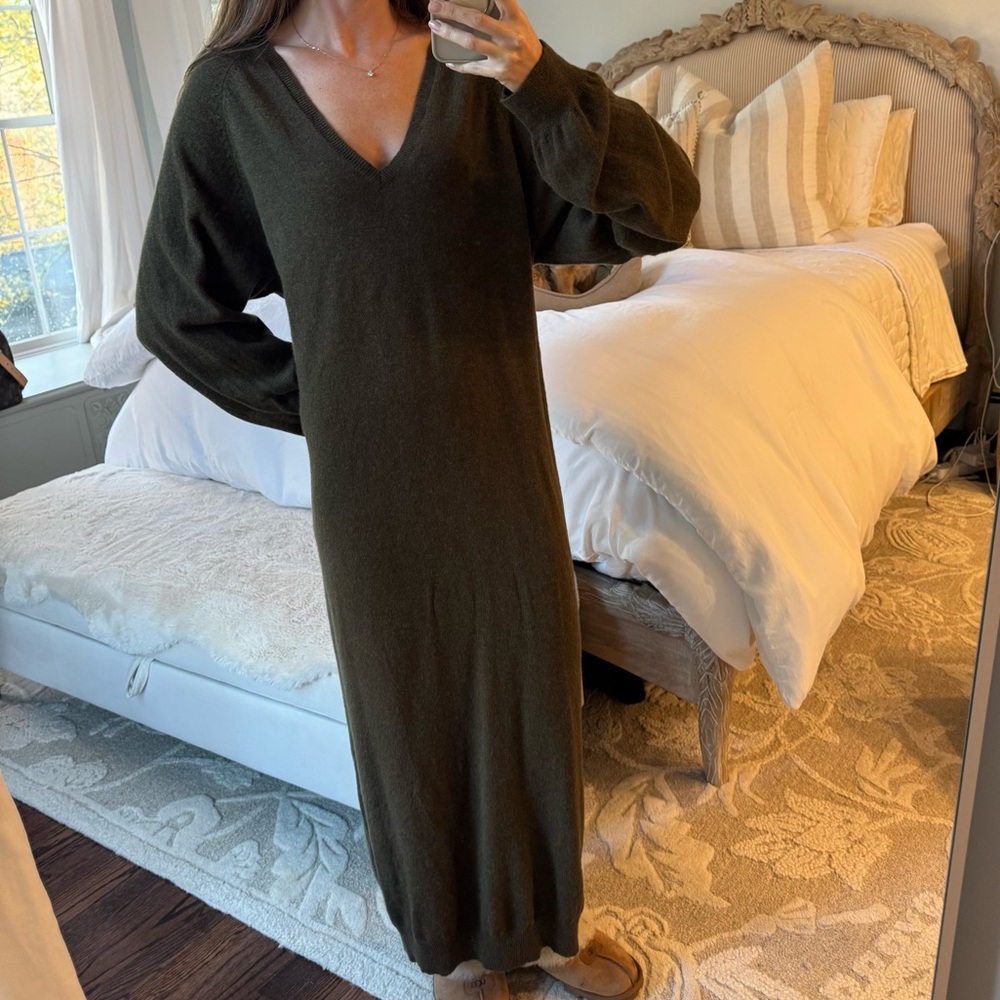 Dark Olive Green Wool Sweater Dress Remain by Birger Christensen